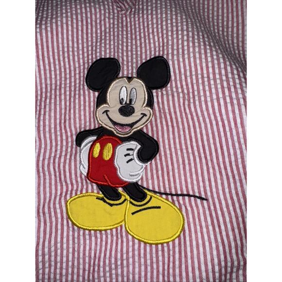 Disney Mickey Mouse Hooded Cape Bath Towel/Cover Up Red Seersucker Small - Picture 2 of 5